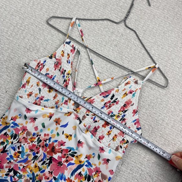 Catalina Swimwear Floral Watercolor Top Halter Size L Tropical AOP Summer Beach - Picture 6 of 12